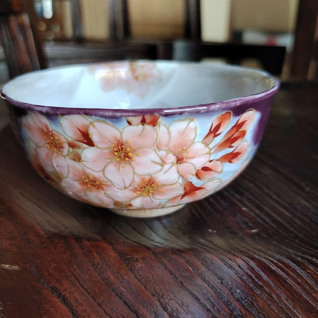 京焼　紫塗さくらご飯茶碗 京焼 紫塗さくらご飯茶碗